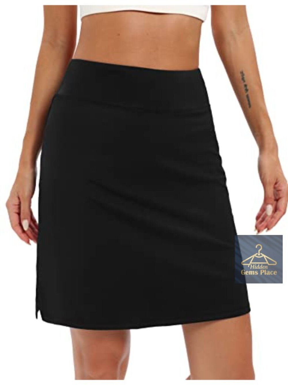 Knee Length Skort with Pockets High Waisted Golf Tennis Athletic
